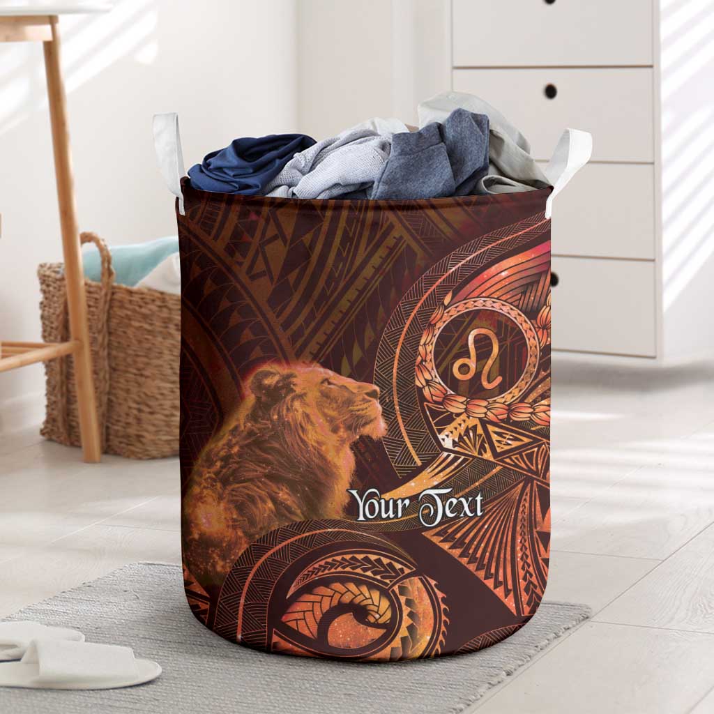 Personalised Polynesia Zodiac Leo Laundry Basket Galaxy Polynesian Pattern Chest Tattoo Style