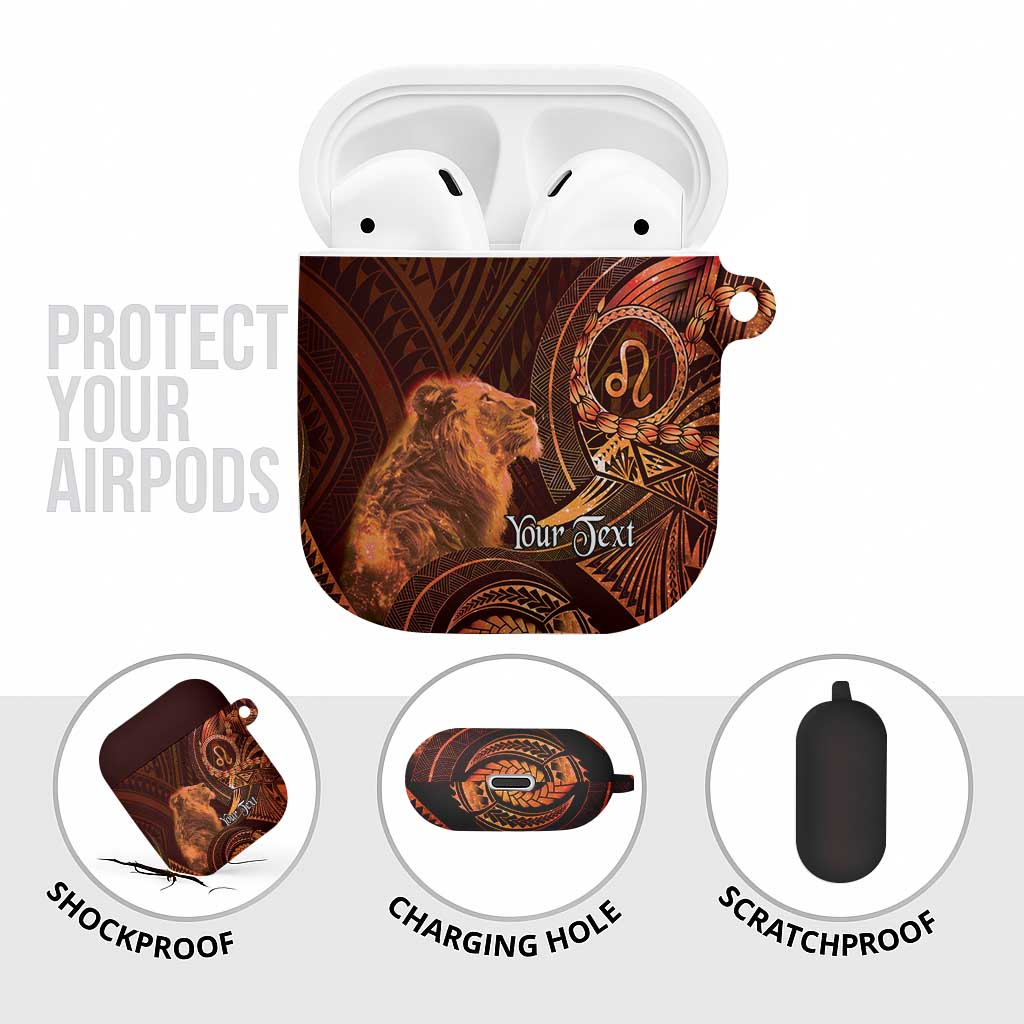 Personalised Polynesia Zodiac Leo AirPods Case Galaxy Polynesian Pattern Chest Tattoo Style