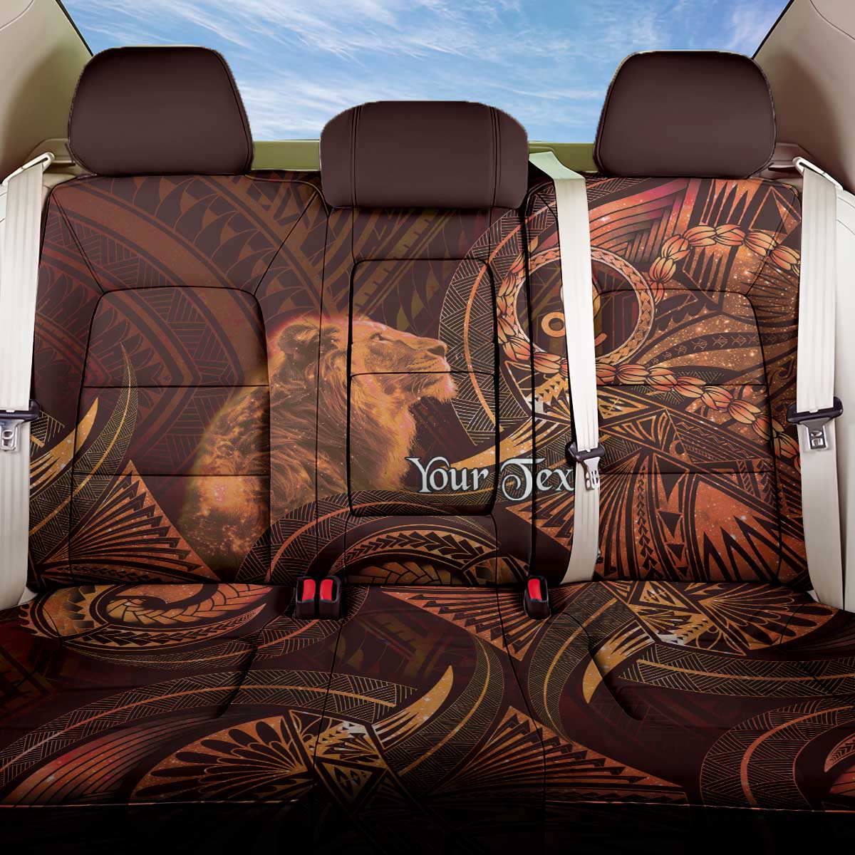 Personalised Polynesia Zodiac Leo Back Car Seat Cover Galaxy Polynesian Pattern Chest Tattoo Style