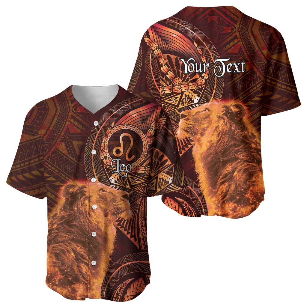 Personalised Polynesia Zodiac Leo Baseball Jersey Galaxy Polynesian Pattern Chest Tattoo Style