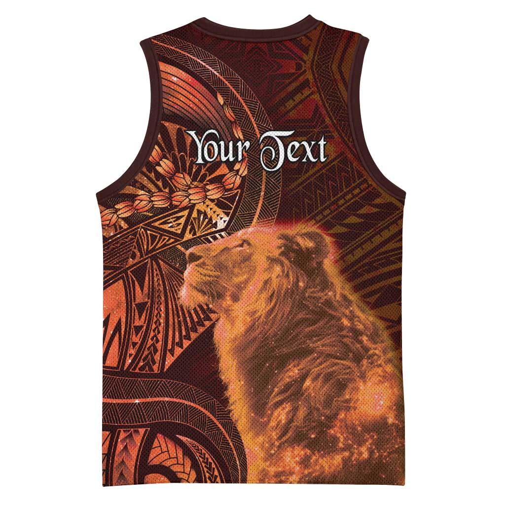 Personalised Polynesia Zodiac Leo Basketball Jersey Galaxy Polynesian Pattern Chest Tattoo Style