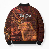 Personalised Polynesia Zodiac Leo Bomber Puffer Jacket Galaxy Polynesian Pattern Chest Tattoo Style