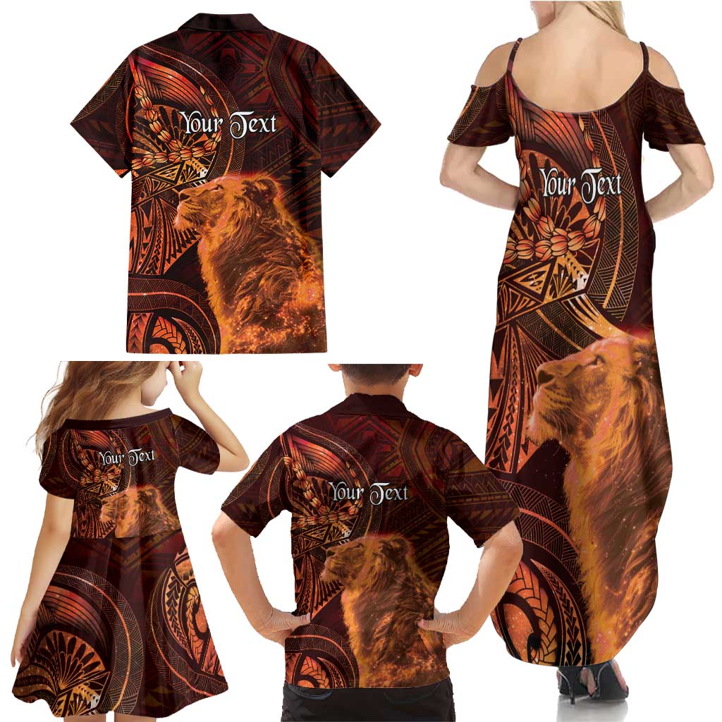Personalised Polynesia Zodiac Leo Family Matching Summer Maxi Dress and Hawaiian Shirt Galaxy Polynesian Pattern Chest Tattoo Style