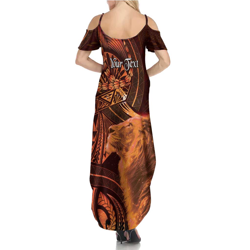 Personalised Polynesia Zodiac Leo Family Matching Summer Maxi Dress and Hawaiian Shirt Galaxy Polynesian Pattern Chest Tattoo Style