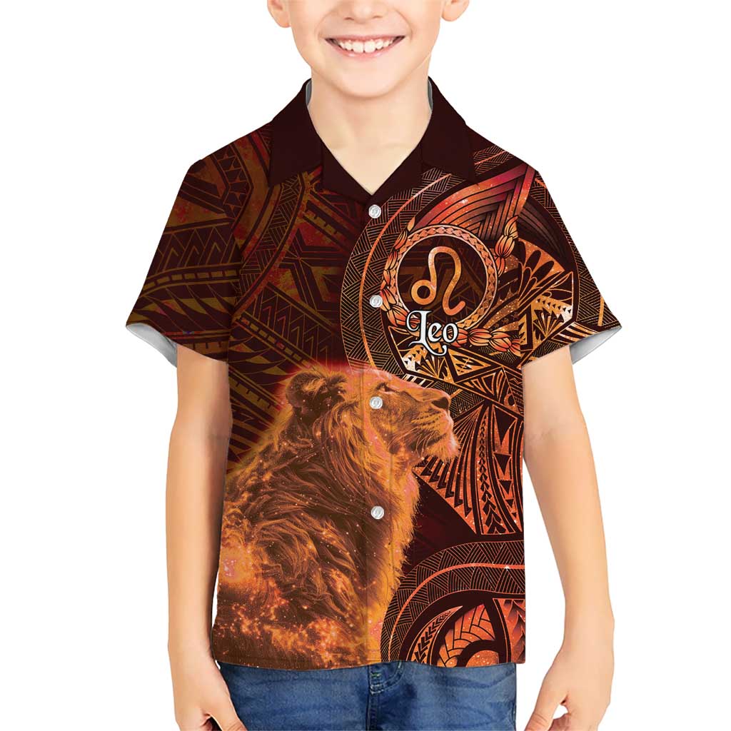 Personalised Polynesia Zodiac Leo Family Matching Summer Maxi Dress and Hawaiian Shirt Galaxy Polynesian Pattern Chest Tattoo Style