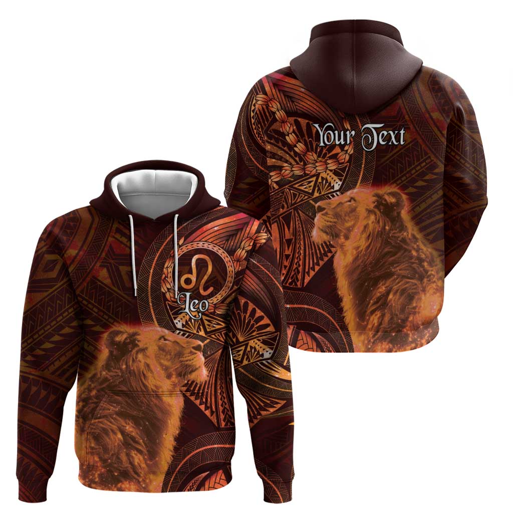 Personalised Polynesia Zodiac Leo Hoodie Galaxy Polynesian Pattern Chest Tattoo Style