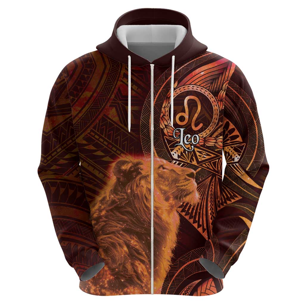 Personalised Polynesia Zodiac Leo Hoodie Galaxy Polynesian Pattern Chest Tattoo Style
