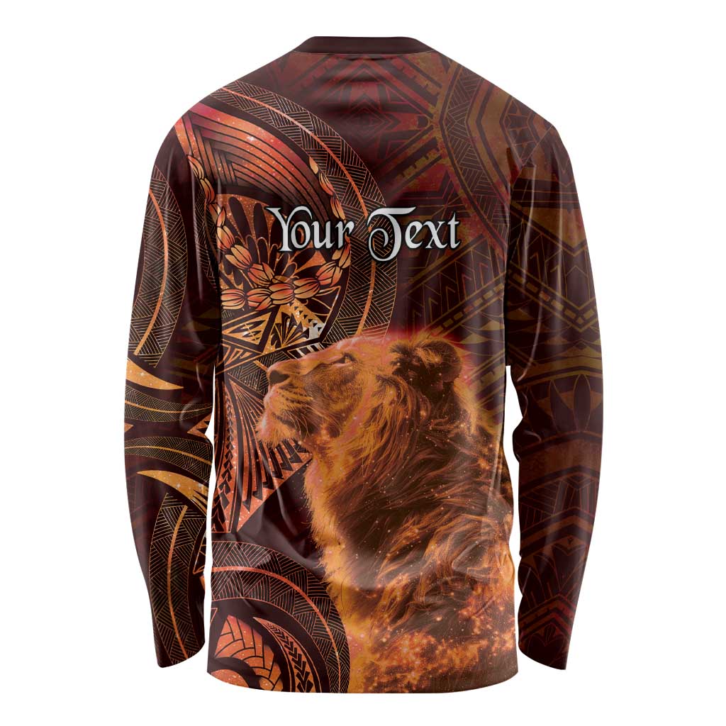 Personalised Polynesia Zodiac Leo Long Sleeve Shirt Galaxy Polynesian Pattern Chest Tattoo Style