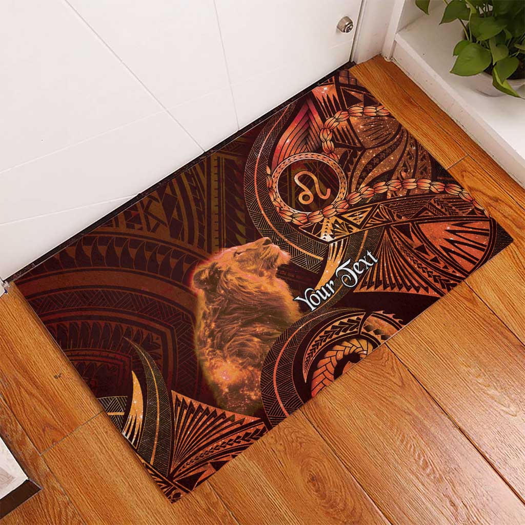 Personalised Polynesia Zodiac Leo Rubber Doormat Galaxy Polynesian Pattern Chest Tattoo Style