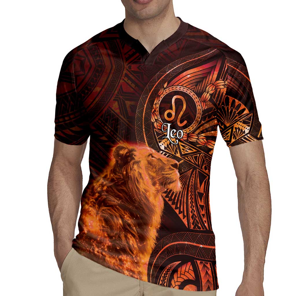 Personalised Polynesia Zodiac Leo Rugby Jersey Galaxy Polynesian Pattern Chest Tattoo Style