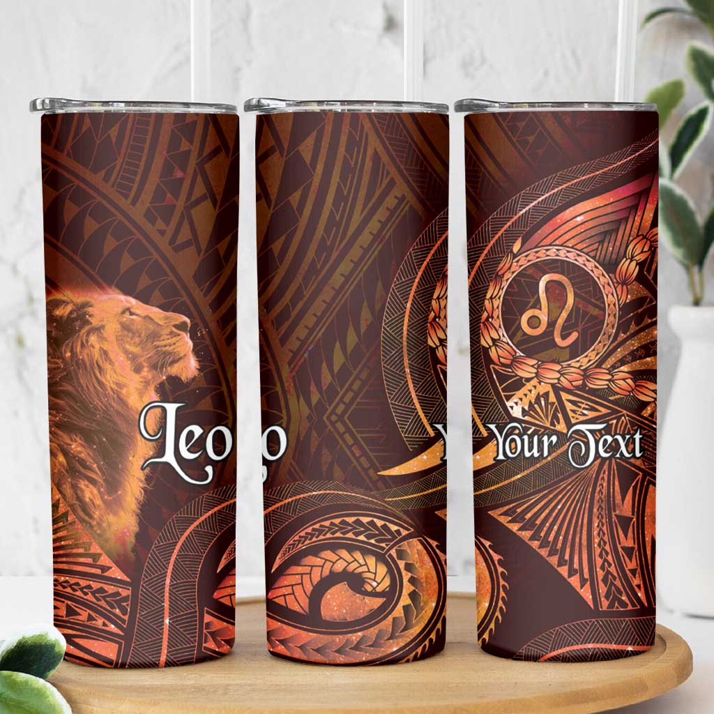 Personalised Polynesia Zodiac Leo Skinny Tumbler Galaxy Polynesian Pattern Chest Tattoo Style