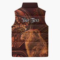 Personalised Polynesia Zodiac Leo Sleeveless Puffer Jacket Galaxy Polynesian Pattern Chest Tattoo Style