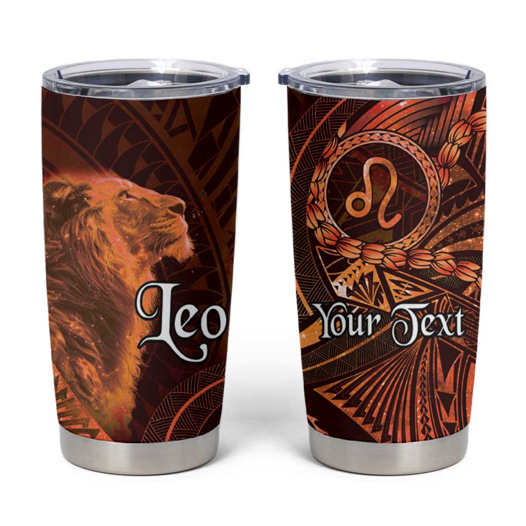 Personalised Polynesia Zodiac Leo Tumbler Cup Galaxy Polynesian Pattern Chest Tattoo Style