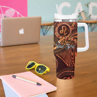 Personalised Polynesia Zodiac Leo Tumbler With Handle Galaxy Polynesian Pattern Chest Tattoo Style