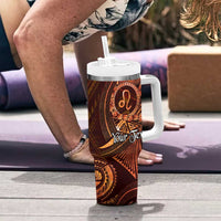 Personalised Polynesia Zodiac Leo Tumbler With Handle Galaxy Polynesian Pattern Chest Tattoo Style