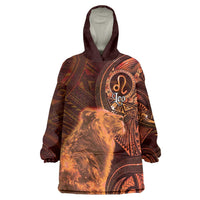 Personalised Polynesia Zodiac Leo Wearable Blanket Hoodie Galaxy Polynesian Pattern Chest Tattoo Style