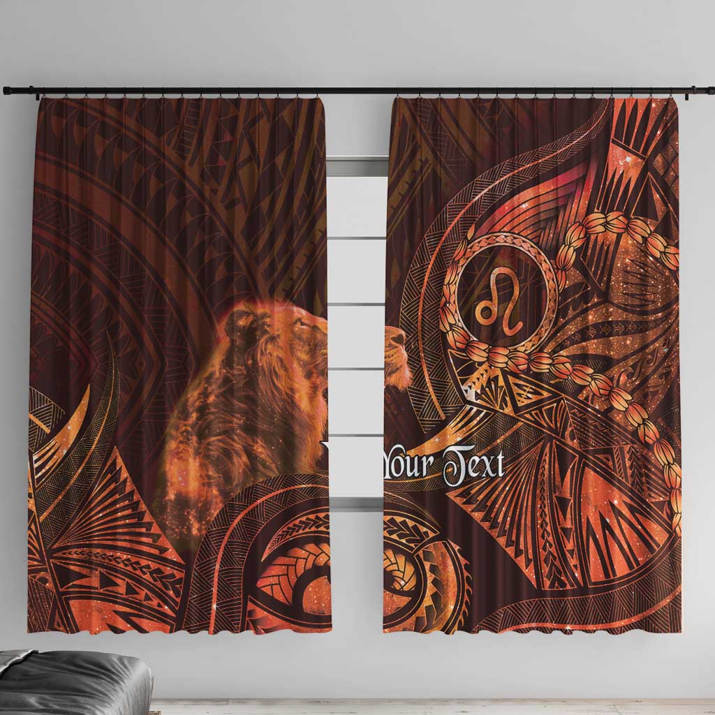 Personalised Polynesia Zodiac Leo Window Curtain Galaxy Polynesian Pattern Chest Tattoo Style