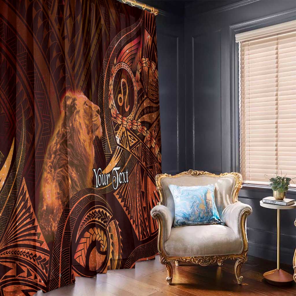 Personalised Polynesia Zodiac Leo Window Curtain Galaxy Polynesian Pattern Chest Tattoo Style