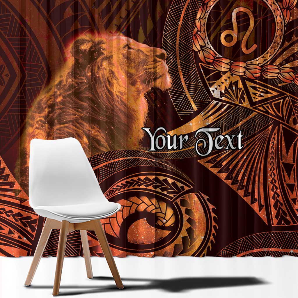 Personalised Polynesia Zodiac Leo Window Curtain Galaxy Polynesian Pattern Chest Tattoo Style