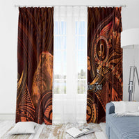 Personalised Polynesia Zodiac Leo Window Curtain Galaxy Polynesian Pattern Chest Tattoo Style