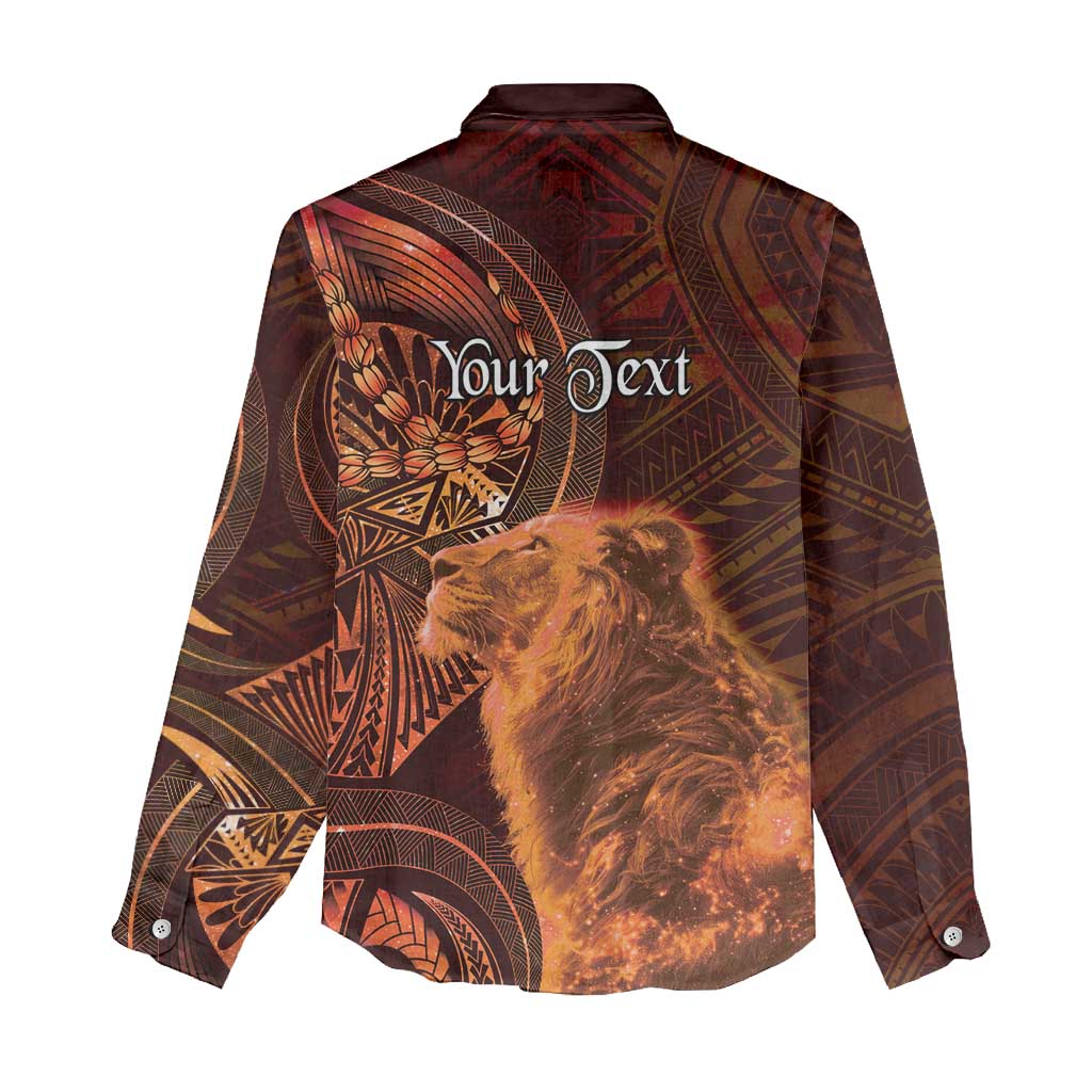 Personalised Polynesia Zodiac Leo Women Casual Shirt Galaxy Polynesian Pattern Chest Tattoo Style