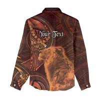 Personalised Polynesia Zodiac Leo Women Casual Shirt Galaxy Polynesian Pattern Chest Tattoo Style