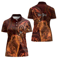 Personalised Polynesia Zodiac Leo Women Polo Shirt Galaxy Polynesian Pattern Chest Tattoo Style