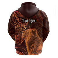 Personalised Polynesia Zodiac Leo Zip Hoodie Galaxy Polynesian Pattern Chest Tattoo Style
