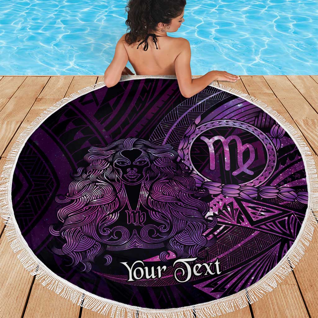 Personalised Polynesia Zodiac Virgo Beach Blanket Galaxy Polynesian Pattern Chest Tattoo Style