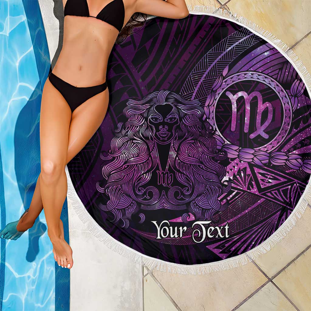 Personalised Polynesia Zodiac Virgo Beach Blanket Galaxy Polynesian Pattern Chest Tattoo Style