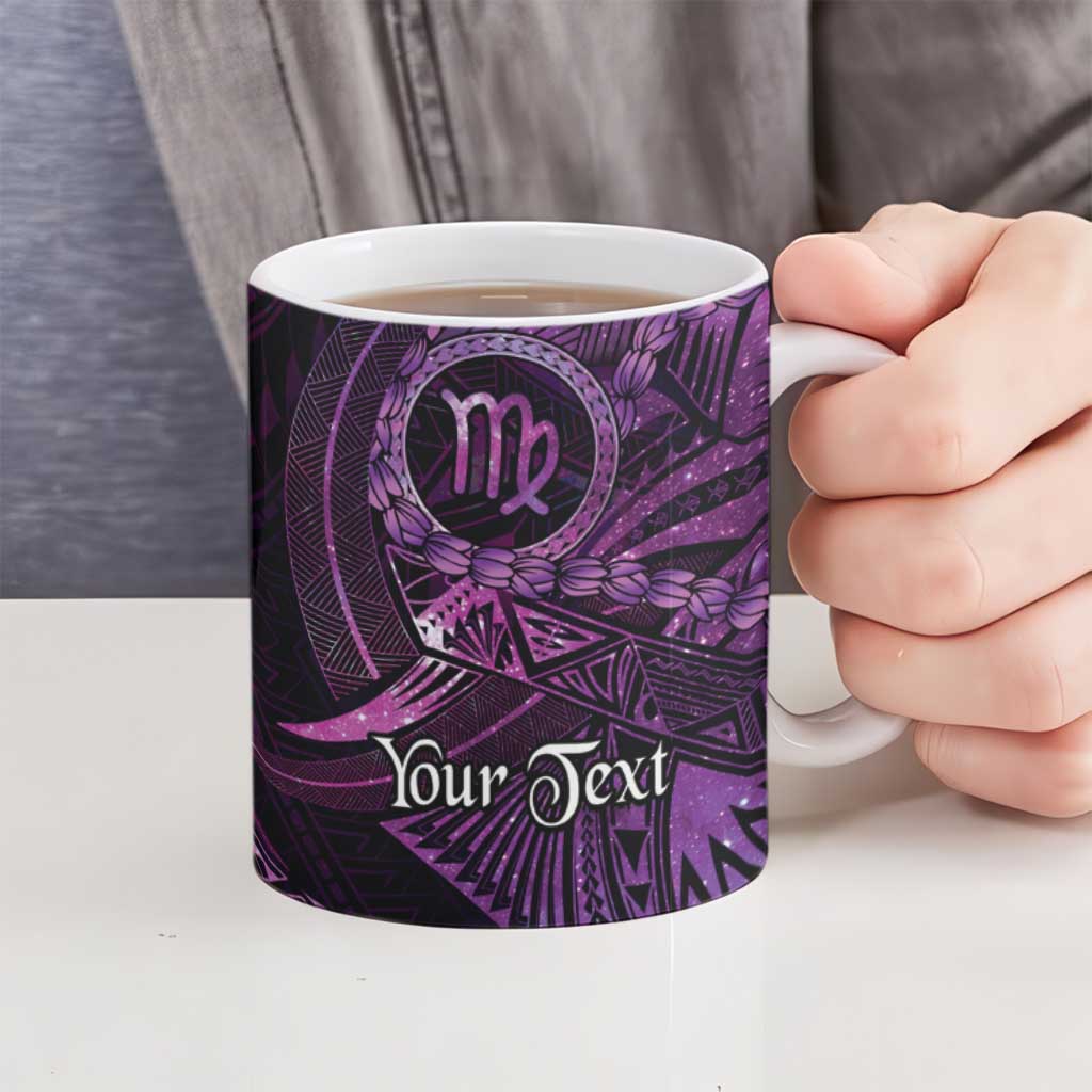 Personalised Polynesia Zodiac Virgo Ceramic Mug Galaxy Polynesian Pattern Chest Tattoo Style