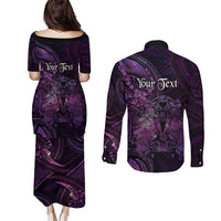 Personalised Polynesia Zodiac Virgo Couples Matching Puletasi and Long Sleeve Button Shirt Galaxy Polynesian Pattern Chest Tattoo Style
