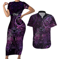 Personalised Polynesia Zodiac Virgo Couples Matching Short Sleeve Bodycon Dress and Hawaiian Shirt Galaxy Polynesian Pattern Chest Tattoo Style