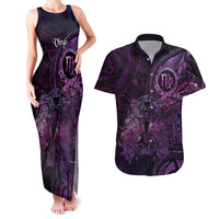 Personalised Polynesia Zodiac Virgo Couples Matching Tank Maxi Dress and Hawaiian Shirt Galaxy Polynesian Pattern Chest Tattoo Style