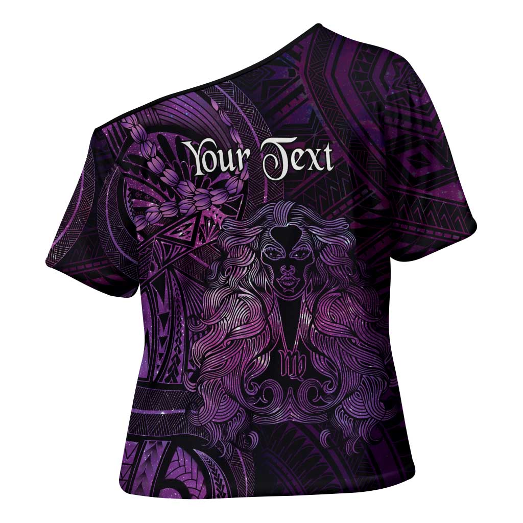 Personalised Polynesia Zodiac Virgo Cross Shoulder Shirt Galaxy Polynesian Pattern Chest Tattoo Style