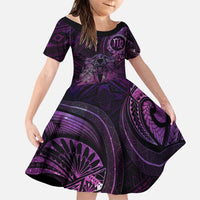 Personalised Polynesia Zodiac Virgo Family Matching Long Sleeve Bodycon Dress and Hawaiian Shirt Galaxy Polynesian Pattern Chest Tattoo Style