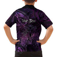 Personalised Polynesia Zodiac Virgo Family Matching Off Shoulder Short Dress and Hawaiian Shirt Galaxy Polynesian Pattern Chest Tattoo Style