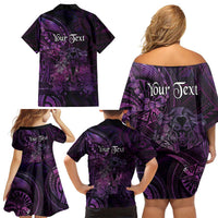 Personalised Polynesia Zodiac Virgo Family Matching Off Shoulder Short Dress and Hawaiian Shirt Galaxy Polynesian Pattern Chest Tattoo Style