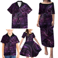 Personalised Polynesia Zodiac Virgo Family Matching Puletasi and Hawaiian Shirt Galaxy Polynesian Pattern Chest Tattoo Style