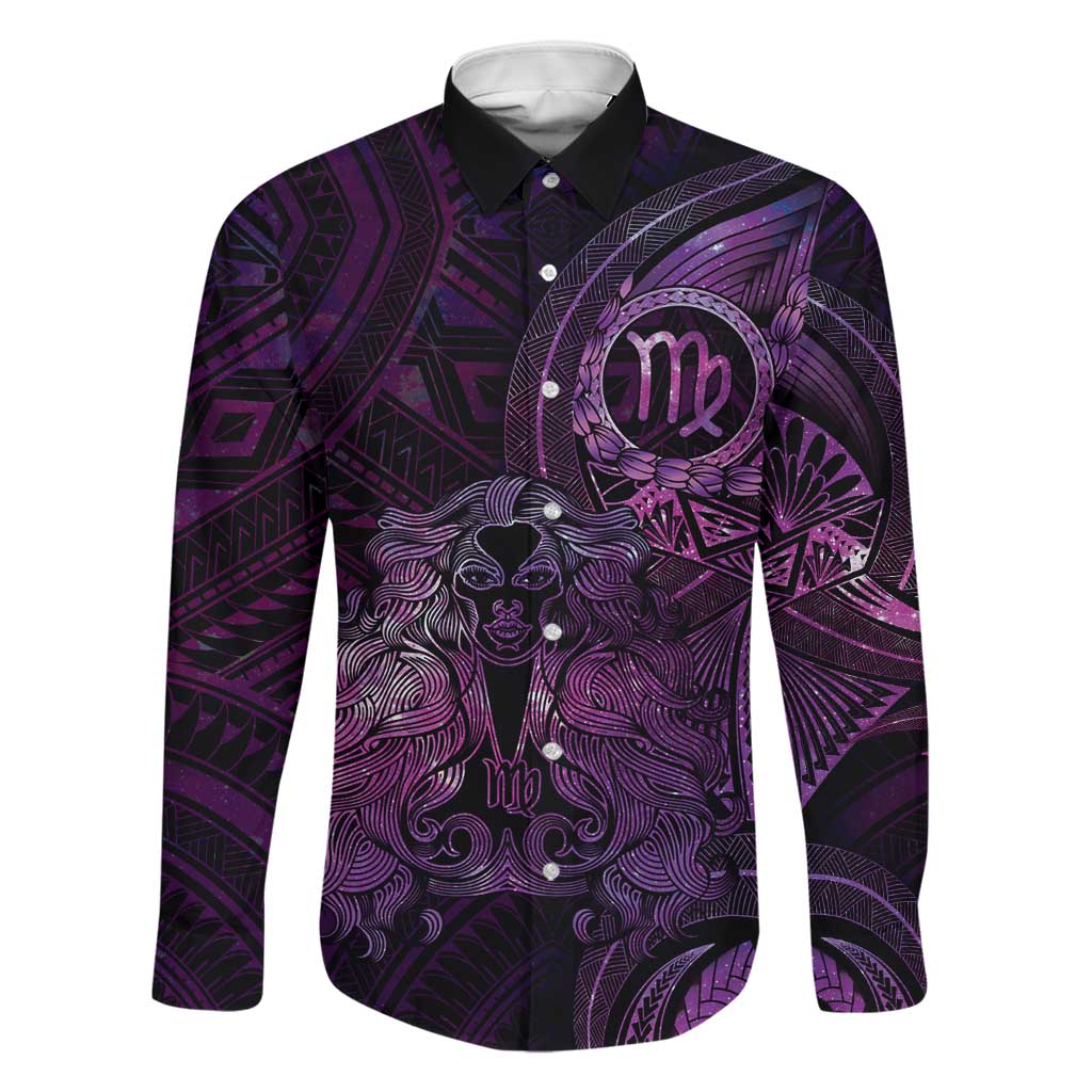 Personalised Polynesia Zodiac Virgo Family Matching Puletasi and Hawaiian Shirt Galaxy Polynesian Pattern Chest Tattoo Style