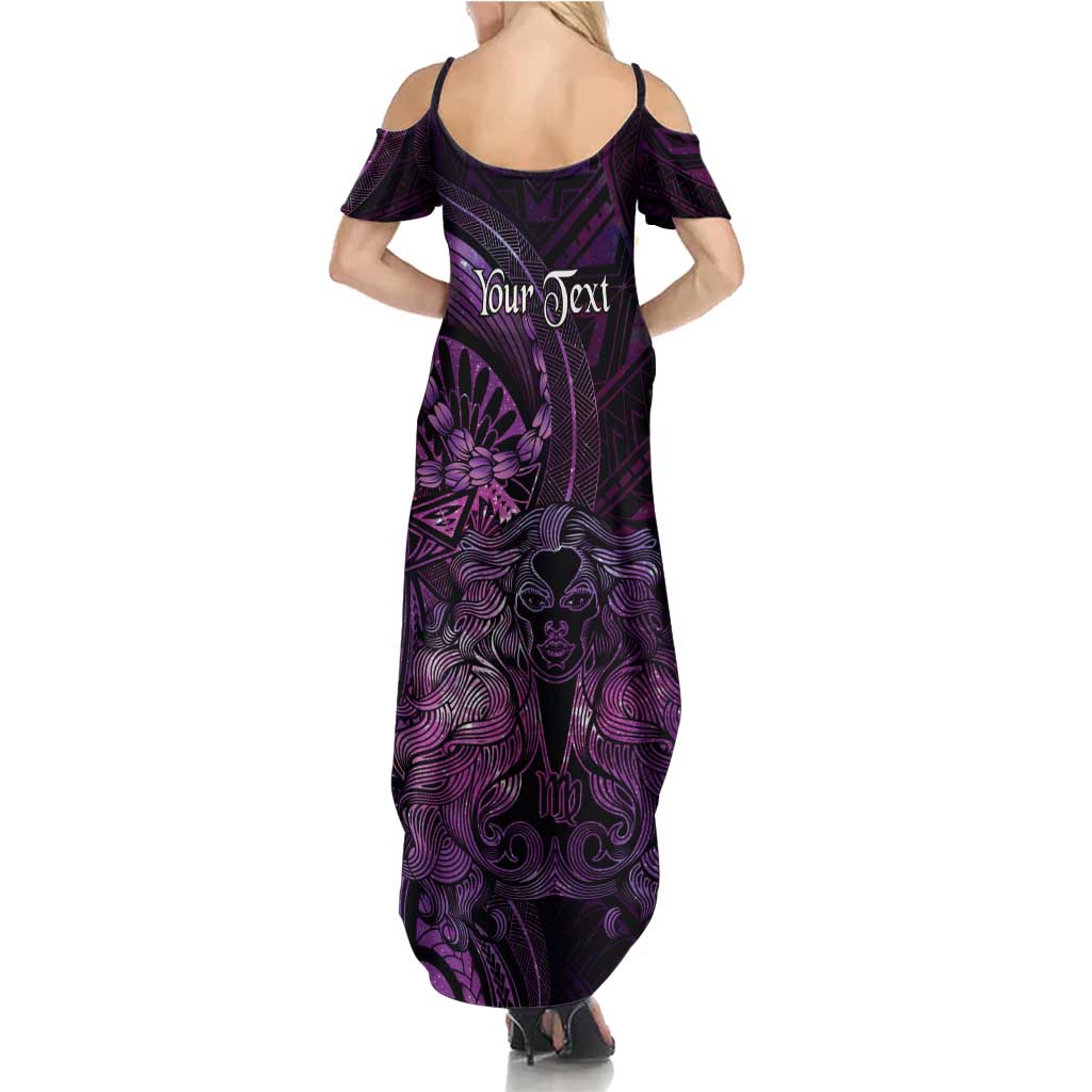 Personalised Polynesia Zodiac Virgo Family Matching Summer Maxi Dress and Hawaiian Shirt Galaxy Polynesian Pattern Chest Tattoo Style