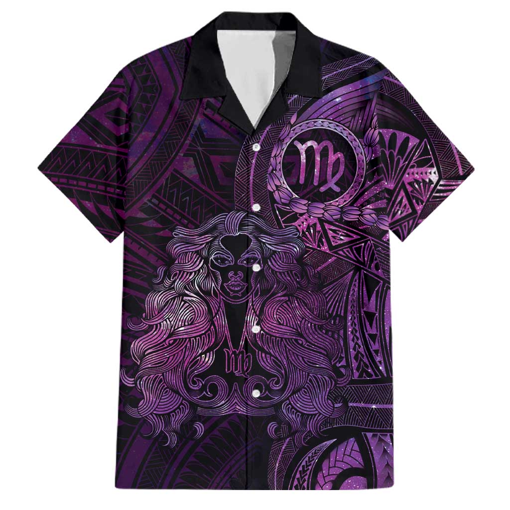 Personalised Polynesia Zodiac Virgo Family Matching Tank Maxi Dress and Hawaiian Shirt Galaxy Polynesian Pattern Chest Tattoo Style