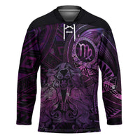 Personalised Polynesia Zodiac Virgo Hockey Jersey Galaxy Polynesian Pattern Chest Tattoo Style