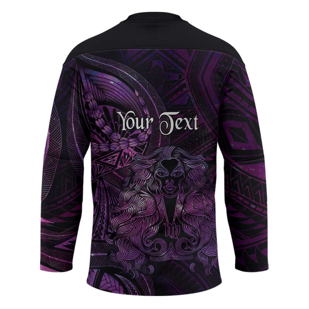 Personalised Polynesia Zodiac Virgo Hockey Jersey Galaxy Polynesian Pattern Chest Tattoo Style