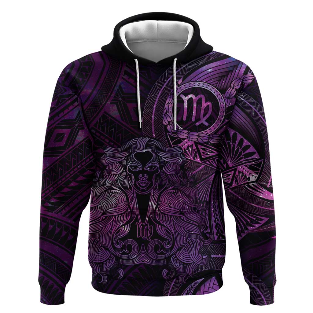 Personalised Polynesia Zodiac Virgo Hoodie Galaxy Polynesian Pattern Chest Tattoo Style