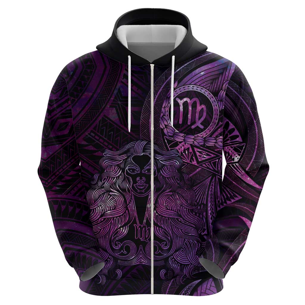 Personalised Polynesia Zodiac Virgo Hoodie Galaxy Polynesian Pattern Chest Tattoo Style