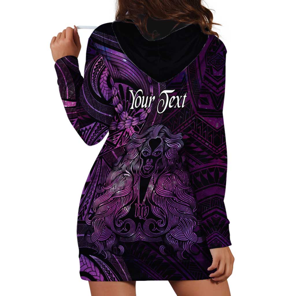 Personalised Polynesia Zodiac Virgo Hoodie Dress Galaxy Polynesian Pattern Chest Tattoo Style