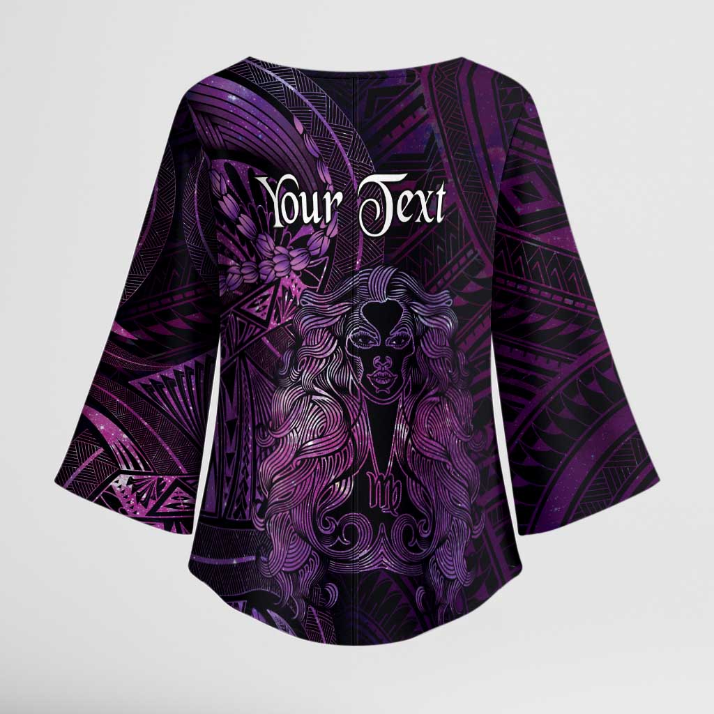Personalised Polynesia Zodiac Virgo Kimono Sleeve Blouse Galaxy Polynesian Pattern Chest Tattoo Style