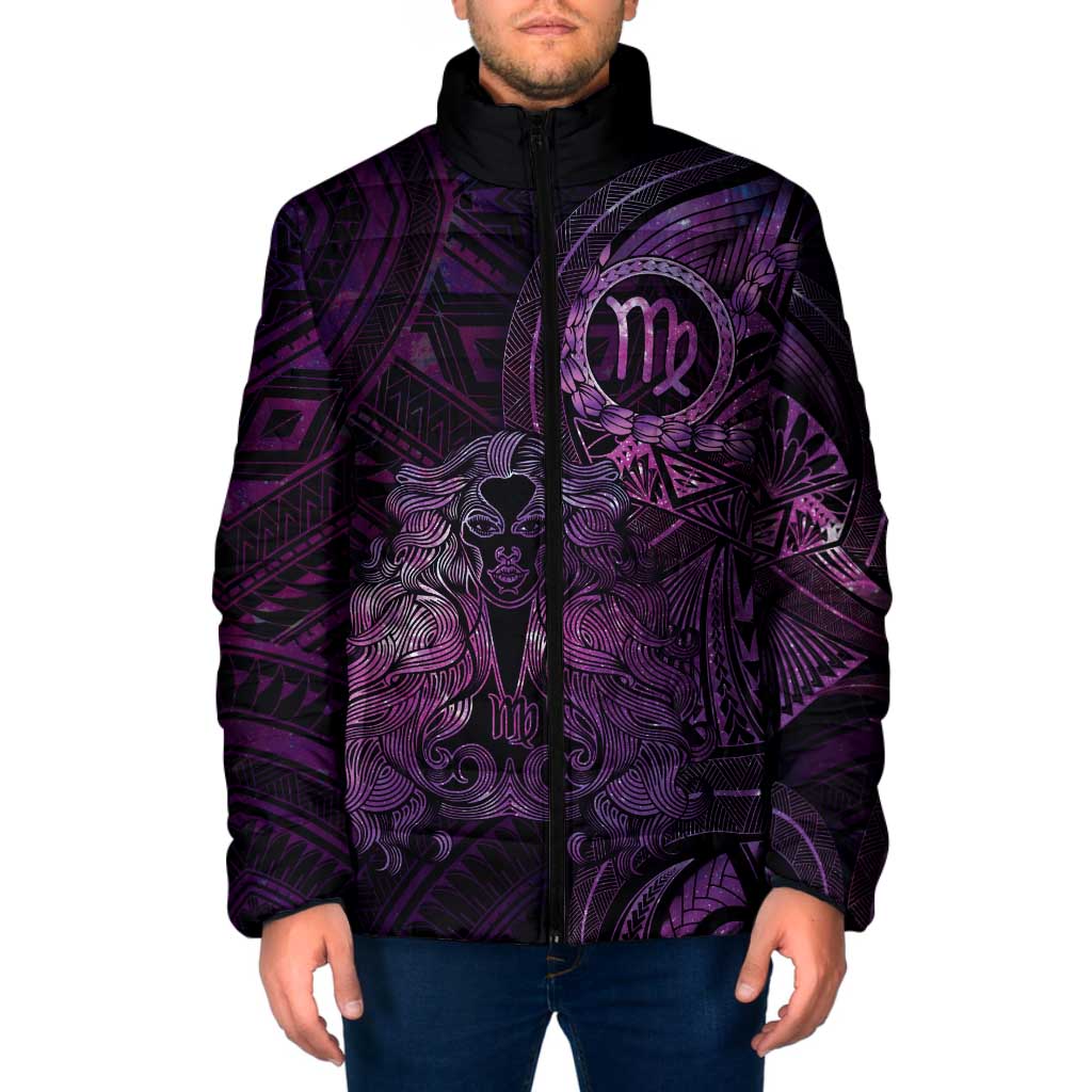 Personalised Polynesia Zodiac Virgo Padded Jacket Galaxy Polynesian Pattern Chest Tattoo Style