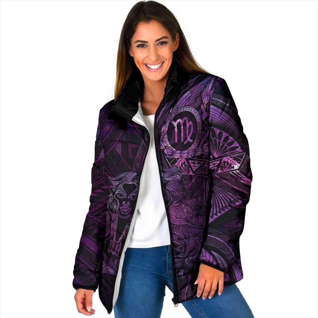 Personalised Polynesia Zodiac Virgo Padded Jacket Galaxy Polynesian Pattern Chest Tattoo Style